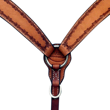 Hilason Western Horse Barb Wire Hand Tooled American Leather Breast Collar Light Oiled